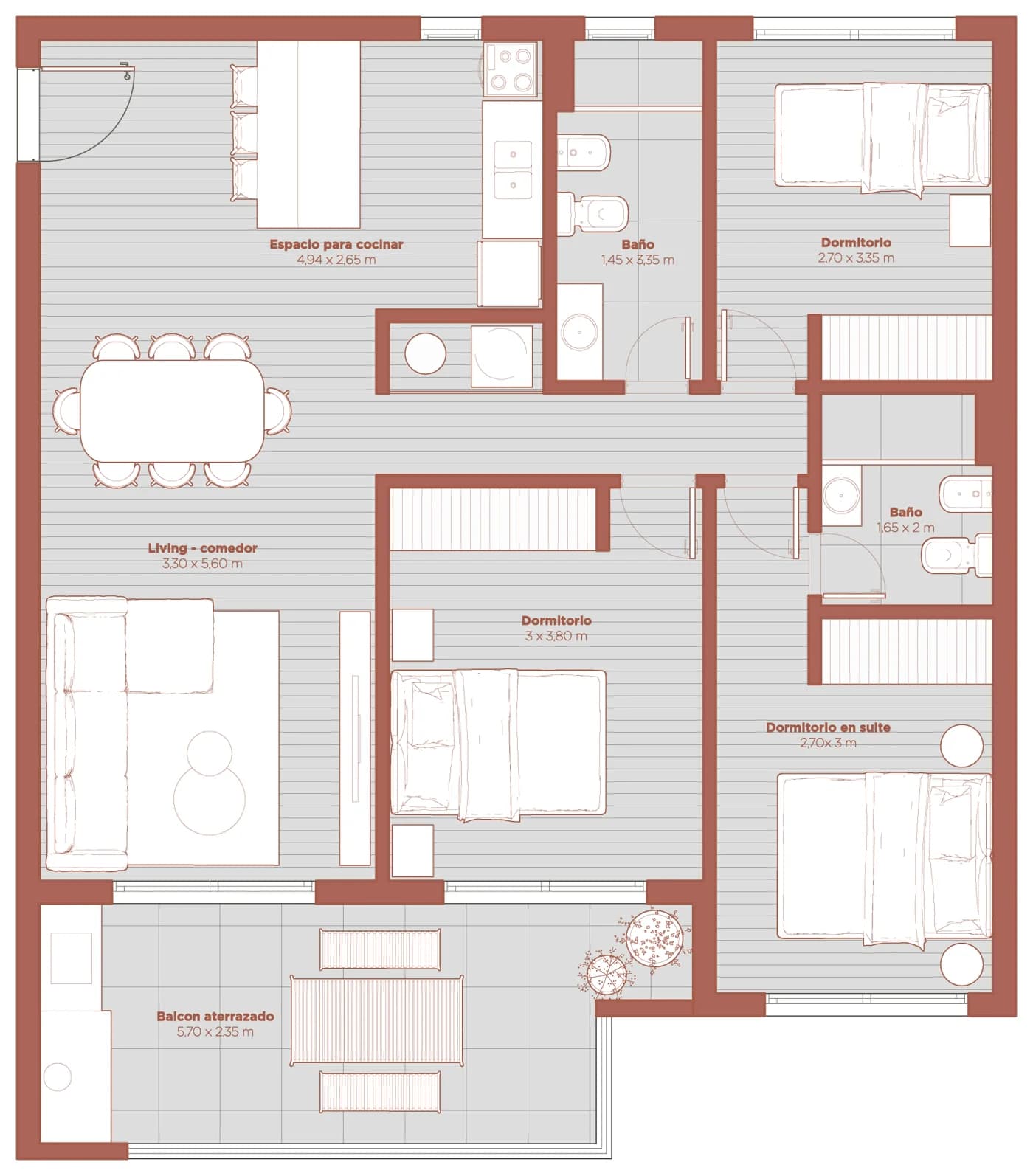 Planta del departamento A de Lourdes II