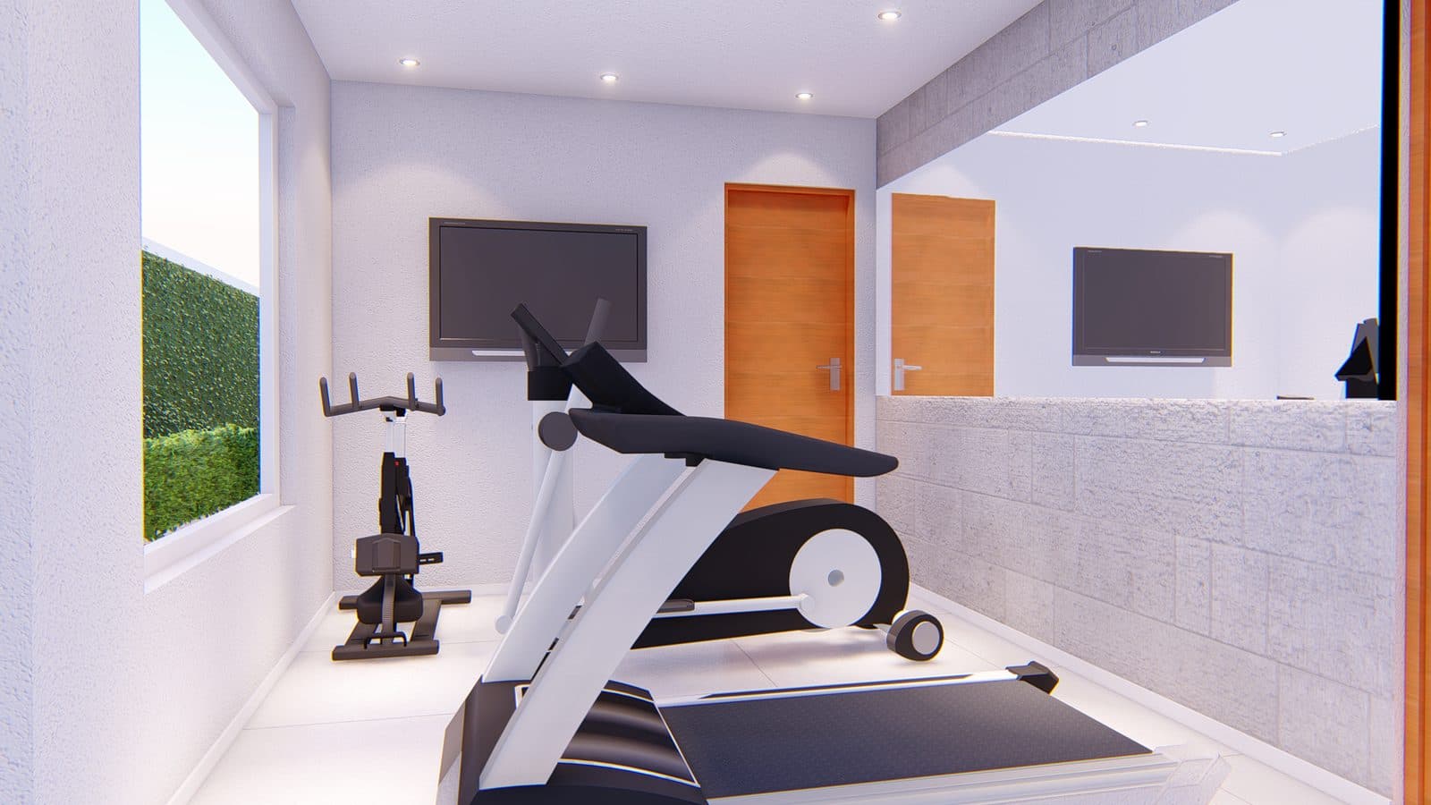 Render del gimnasio del edificio en vista general