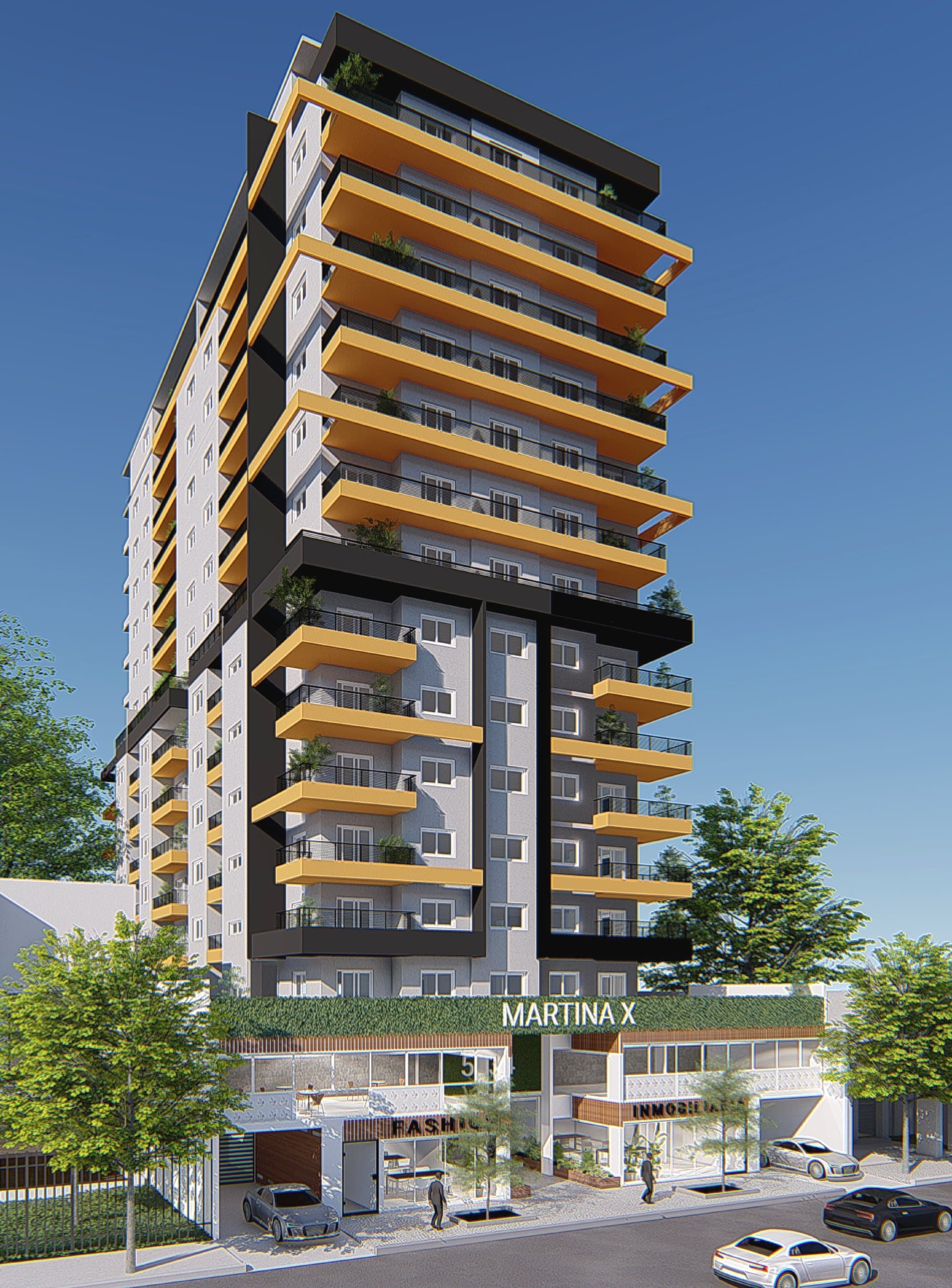 Render de la fachada de Martina X, Luis M. Campos 5534, Villa Bosch